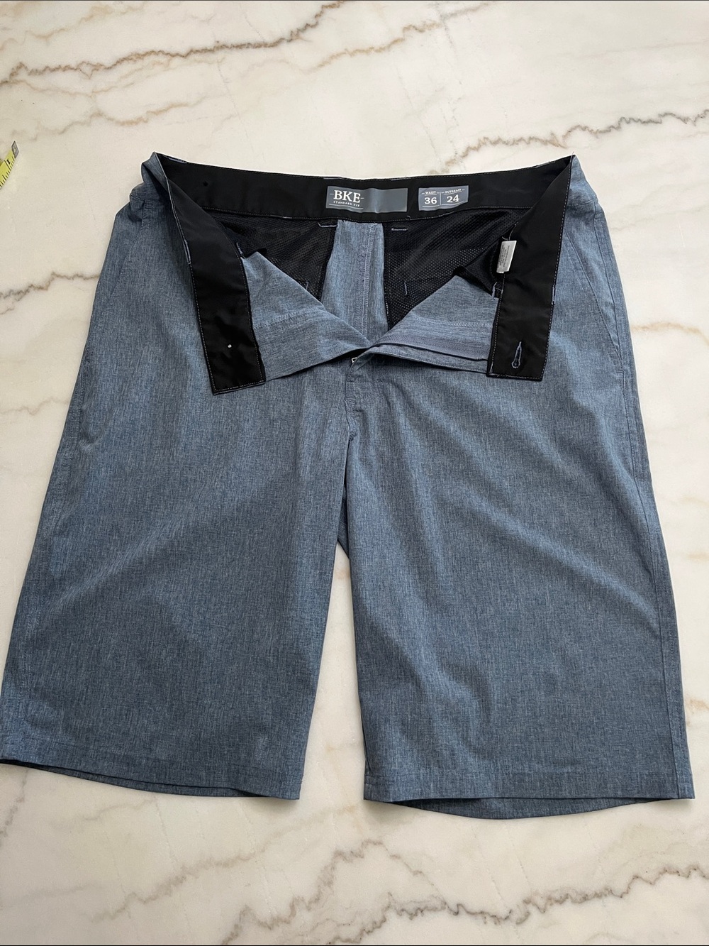 BKE Men's Blue-Gray Flat Front Shorts